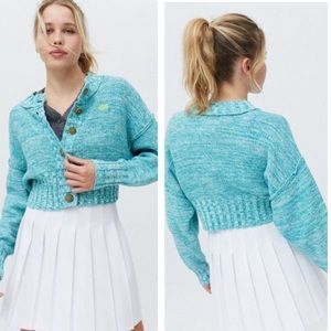 URBAN OUTFITTERS BDG blue Winnie button front cropped cardigan sweater medium
